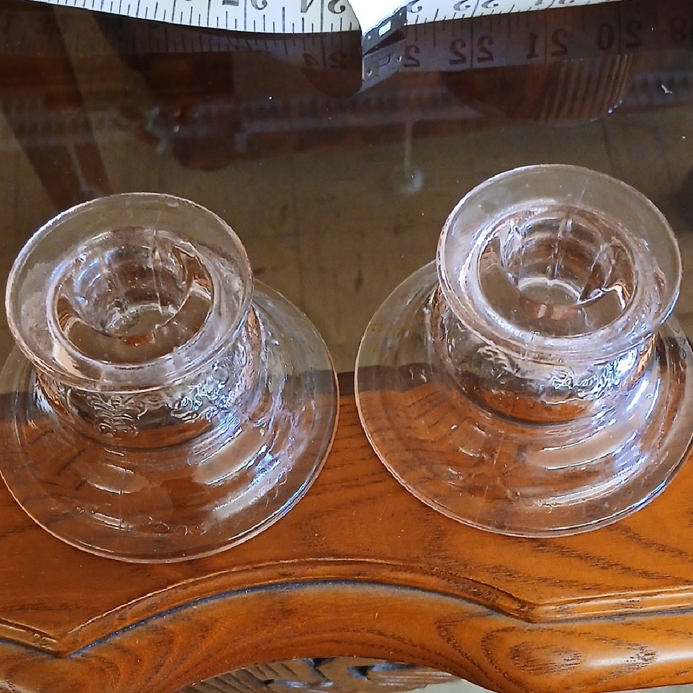 Pink Rose Elegant Glass Candle Holders Set Of 2
